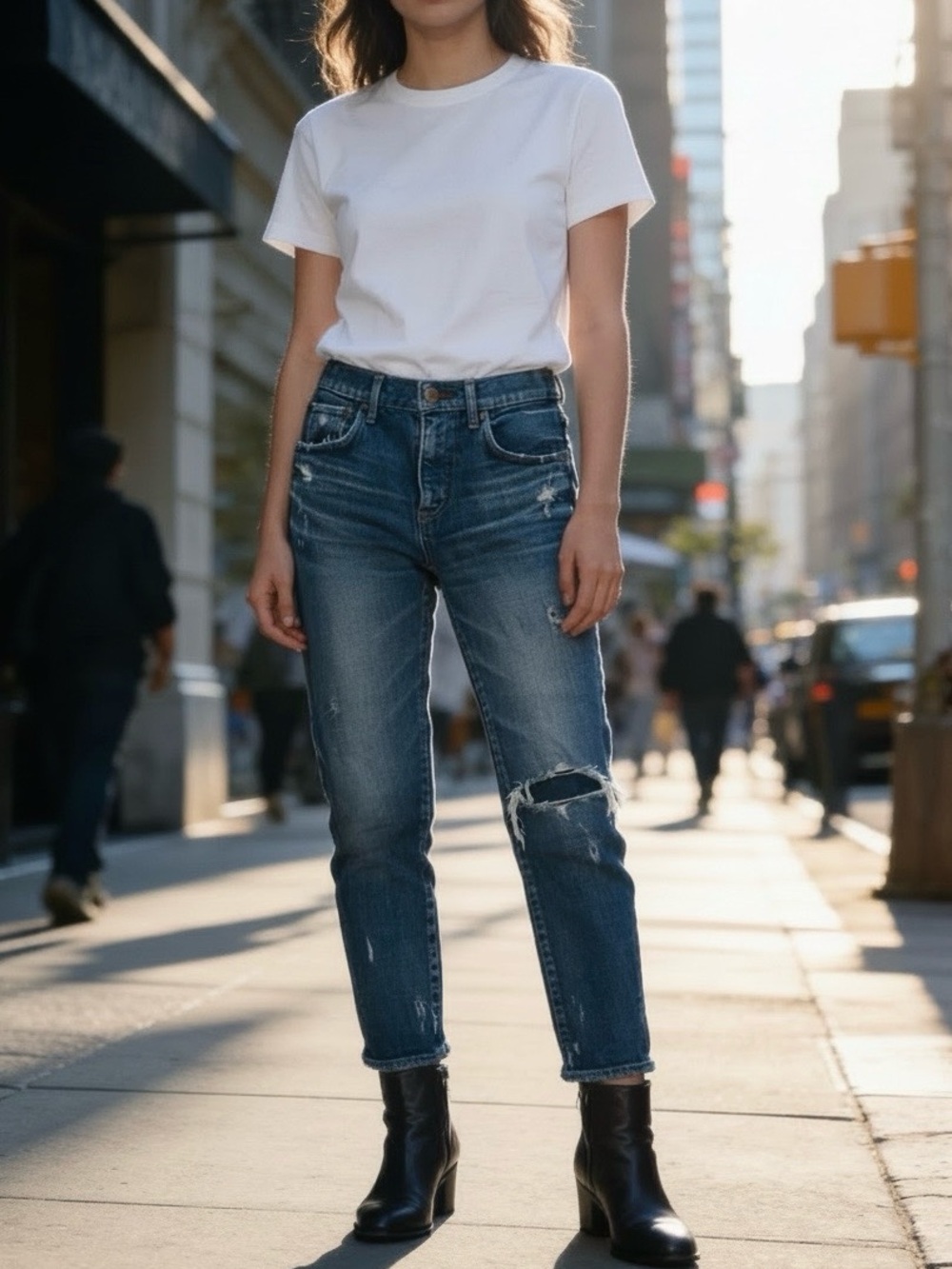 Moussy Vintage Distressed Jeans High Rise Dark Wash Grunge Denim 27 Japan Y2K